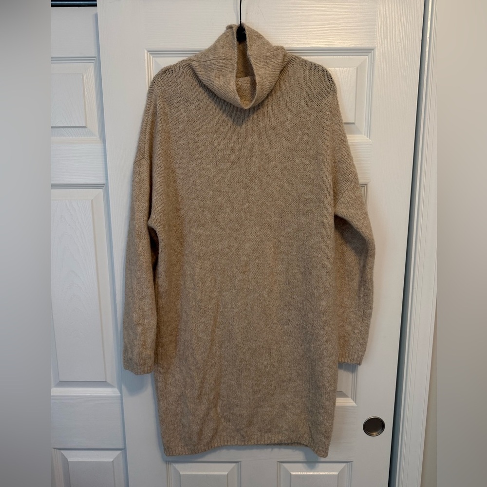Aerie Cozy Beige Turtleneck Sweater Dress - size M